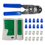 Alicate De Crimpar + 10 Conectores Rj45 + Testador De Cabo