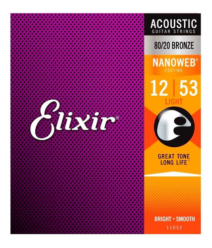 Elixir 11052 Nanoweb - Guitarra Acústica (bronce, 80/20)