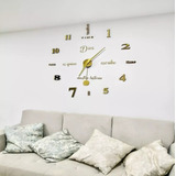 Reloj 3d Tamaño 100 X 100 Cm Color Dorado + Frase En Vinilo 