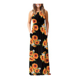 Vestido Bohemio Sin Mangas Con Estampado De Girasol For