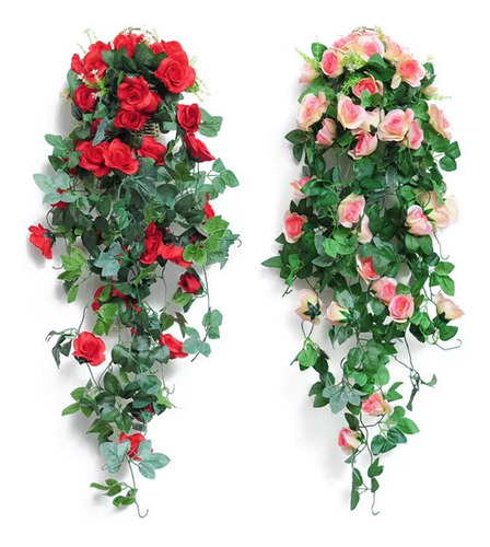 Flor Artificial Para Pared Rosa Guirnalda Colgante 100 Cm