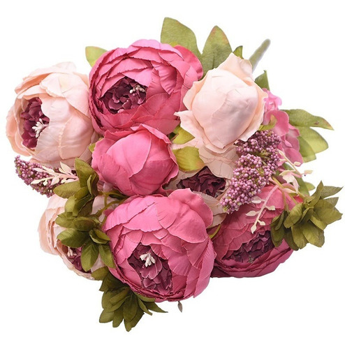 Rosas Peonias Artificial Grande Arreglo Flor Calidad Premium
