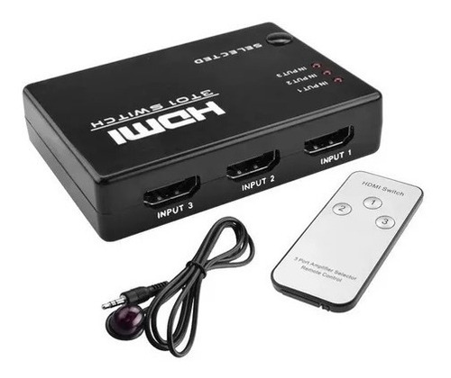 Spliter Switch Hdmi 3x1 1080p 3 Entradas Remoto Full Hd