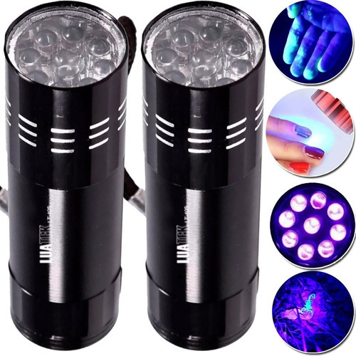 2 Mini Lanterna Profissional Fluorescente 9 Luz Led Potente Cor Da Lanterna Sortido Cor Da Luz 2 Lanterna Led Forte Luz Negra Escorpião Nota Falsa Seca Unhas