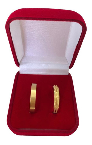 Par De Alianças 4mm  Banhado A Ouro 18k Casamento Namoro