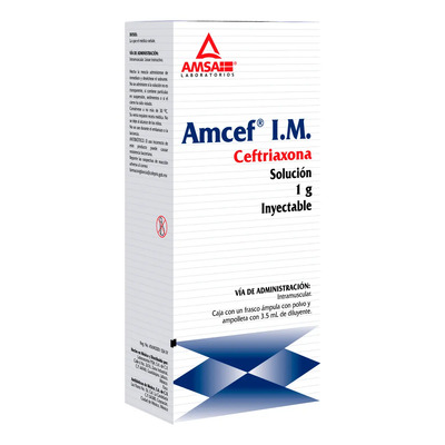 Amcef Im Solución Inyectable 1 G\u002F3,5 Ml, 1 Frasco Ámpula + 1 Ampolleta Solvente 3,5 Ml | MercadoLibre