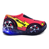 Tenis Infantil Com Led Masculino Carro Vermelho