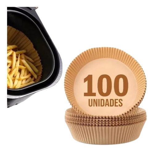 100x Forma Cestinha Redonda Airfryer 16x4,5cm Assadeira Full