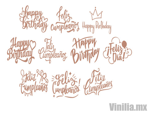 Viniles Cumpleaños Happy Birthday Para Globos Madera Caja