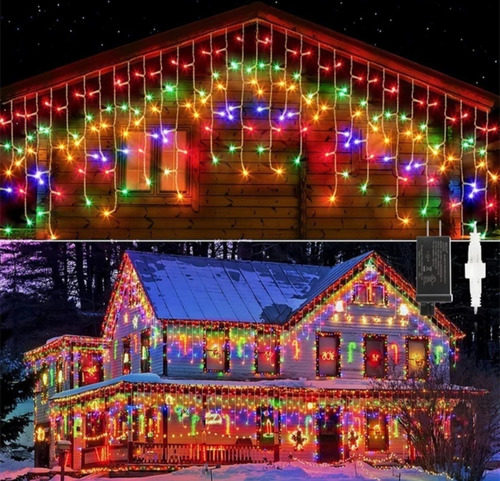 Luces De Navidad Y Decorativas Modaled Modaled Cascada 3.5m De Largo 220v - Multicolor Con Cable Transparente