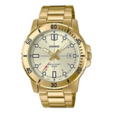 Reloj Pulsera Casio Mtp-vd01 Con Correa De Acero Inoxidable Color Dorado - Fondo Beige