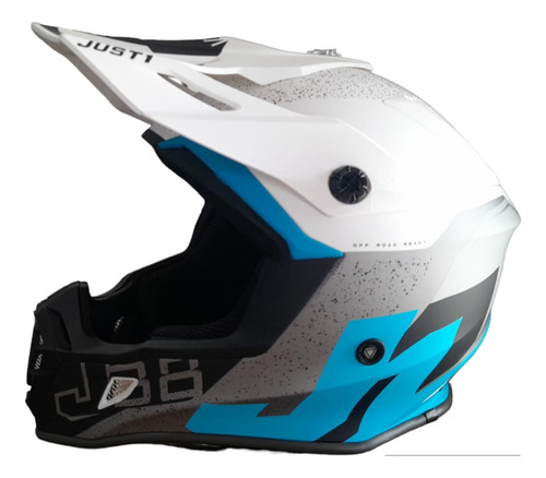 Casco Just 1 J38 Korner Celeste / Blanco Mate