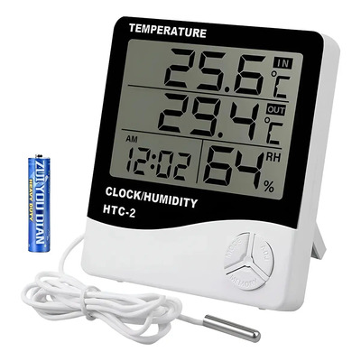 Termómetro Higrómetro Con Sonda Cable 1.5 M - Monitor De Temperatura Y Humedad Interior Exterior Con Pantalla Lcd | Reloj De Alarma | Registros Max\u002Fmin -termómetro E Higrómetro Para Hogar Oficina | MercadoLibre
