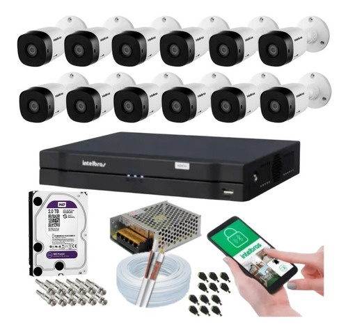 Kit 12 Câmeras Intelbras 1220b Full Hd 1080p Dvr 16 Canais