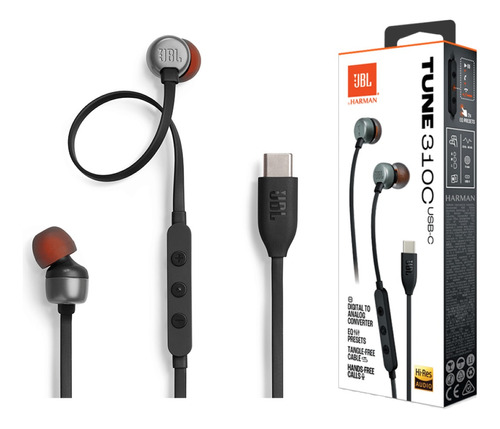 Fone De Ouvido Jbl Tune 310c Fio Usb-c Microfone Integrado