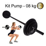 Kit Body Pump - Barra + 08 Kg De Anilhas Emborrachadas