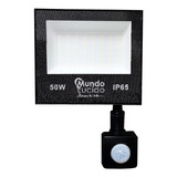 Reflector Led 50w Con Sensor De Movimiento Uso Exteriores Carcasa Negro Luz Luz Fria (blanca)