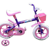 Bicicleta Samy Aro 12 Lilas Branca Brinde Adesivo Frozen