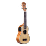 Ukulele Soprano Deviser Electroacústico Uk-2150, Con Funda Color Amarillo