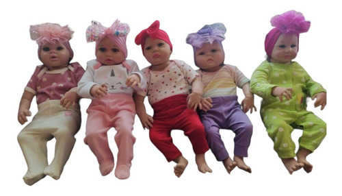 Lote De 5 Bebés Reborn Prematuro Recién Nacido 55cm C/ Ropa