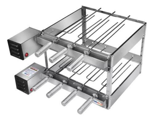 Churrasqueira Grill Duplo Giratória 7 Espetos Inox Cor Motor Lado Direito 110v/220v