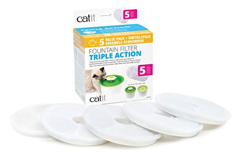 Paquete De 5 Filtros Para Fuentes De Agua Catit Triple Actio