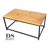 Mesa Ratona Diseño Industrial Hierro Y Madera 90x50-45 Alto-