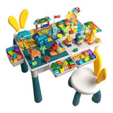 Mesa Juego Lego Actividades Bloques Para Niños Con 2 Silla