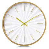 Reloj De Pared Blanco Y Dorado Minimalista Números 3d,...