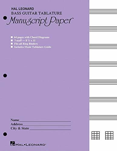Book : Bass Guitar Tablature Manuscript Paper (purple Cover