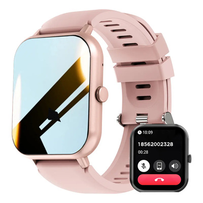 Reloj inteligente Bluetooth Call para hombre, deportivo inteligente, mujer, carcasa rosa, pulsera rosa, bisel rosa, diseño de pulsera de silicona | MercadoLibre