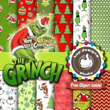 Kit Imprimible Pack Fondos Clipart -  El Grinch