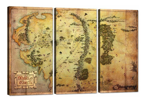 3 Piezas De Decoración De Pared  Mapa De Hobbit  Pintu...