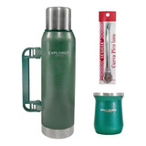 Termo Explorer 1.3lt Cebador+ Mate 350ml Acero Inox Bombilla