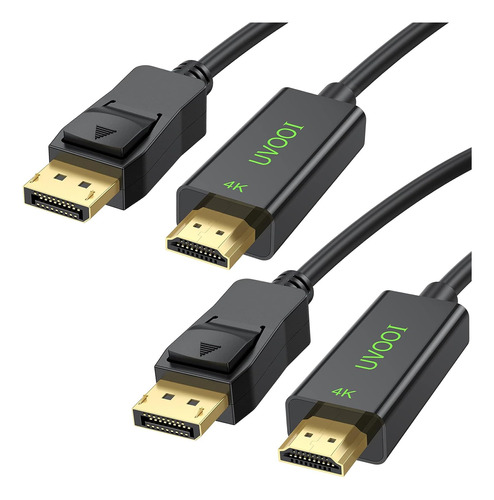 Uvooi Cable Displayport A Hdmi 4k De 10 Pies, Paquete De 2 U