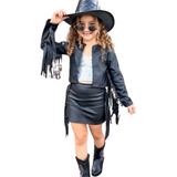 Conjunto Infantil Menina Country Couro Fake 2 Peça Boiadeira