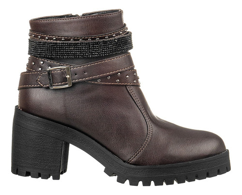  Bota Feminina Coturno Western Salto Grosso Zíper Cano Curto