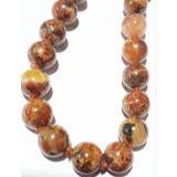 Collar Perlas De Jaspe 9 Mm Multicolor Anudado 45 Cm 