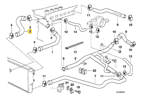 Manguera Inferior Radiador Bmw Serie 5 E39 528i M52 Foto 2