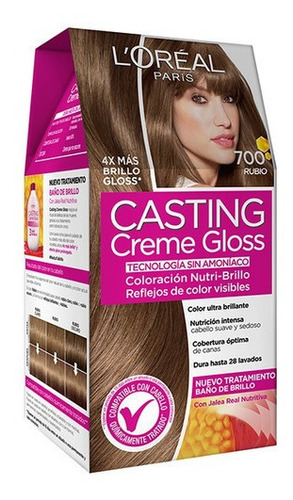 Kit Tintura L'oréal Paris  Casting Creme Gloss Casting Creme Gloss Tono 700 Rubio 15vol. Para Cabello