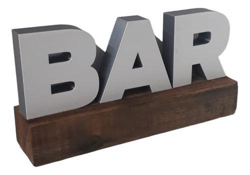 Bar, Letras 3d Sobre Madera, Decoracion, 30x14x7cm