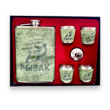 Set Petaca 8 Oz Para Whisky Coctelera Viaje Camping Regalo