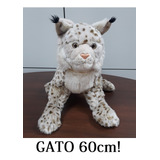 Gato Com 60cm Bicho Pelúcia Grande Real Presente Decoração 