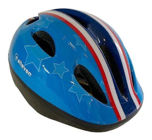 Capacete Pra Bike Infantil Elleven Azul Estrela C/ Regulagem