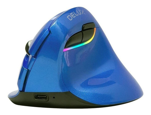 Mouse Vertical Recargable Delux  M618 Mini Pearl-like Blue