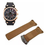 Pulseira P/ Tag Heuer Couro Nobuck Marrom Fecho Prata