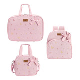 Mala Bolsa P E Mochila Maternidade Floral Rosa Batistela