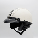 Capacete Coquinho Scooter Moto Elétrica Bike Couro Branco