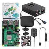 Kit Raspberry Pi4 4gb Case Alumínio Fonte Cooler Vilros