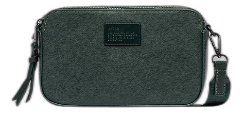 Cartera Bandolera Prüne Penny Diseño Lisa De Cuero Saffiano  Verde Con Correa De Hombro Verde